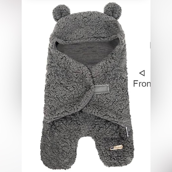 Blue Snail Grey Sherpa Wrap Swaddle Blanket Small for 0-3 months - Picture 1 of 14